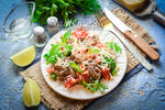 Теплый салат с куриной печенью