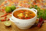 Острый овощной суп с рисом и помидорами (постный рецепт)